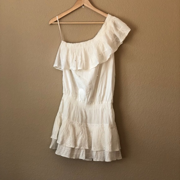 NWT joie kolda one Shoulder Ruffled cotton dress - Picture 4 of 5